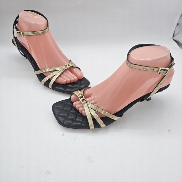 L'AGENCE Genette Ankle Strap Kitten Heel Sandal Gold Metallic Size 9 MSRP $345 - Picture 14 of 14